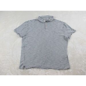John Varvatos Polo Shirt Mens Large Gray Striped Cotton Preppy Casual*
